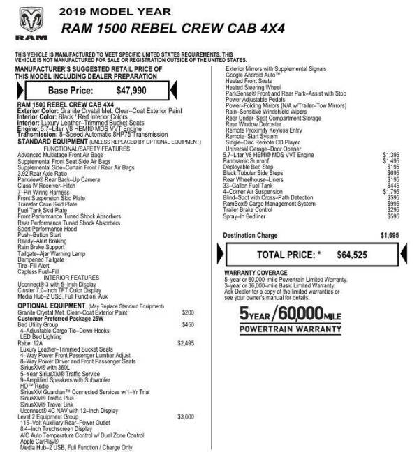 ram ram 1500 pickup 2019 1C6SRFLT8KN914923 image ram ram 1500 pickup 2019 1C6SRFLT8KN914923 image